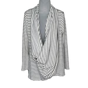 HUMMINGBIRD White & Black Stripe Drape Front Cardigan Women’s
